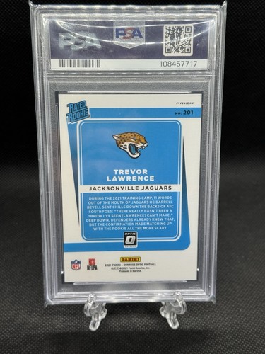 2021 Panini Donruss Optic Trevor Lawrence Green Velocity Rated Rookie PSA 9 - Picture 2 of 2