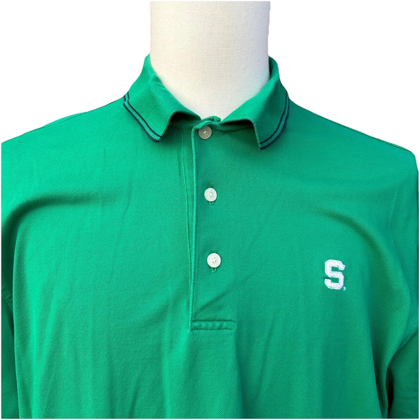 Michigan State Oxford Golf Mens Polo Shirt Green Oxford Buzz