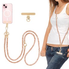 Crystal Phone Strap Crossbody Rhinestone Anti Theft Layered Strap Crossbody G...