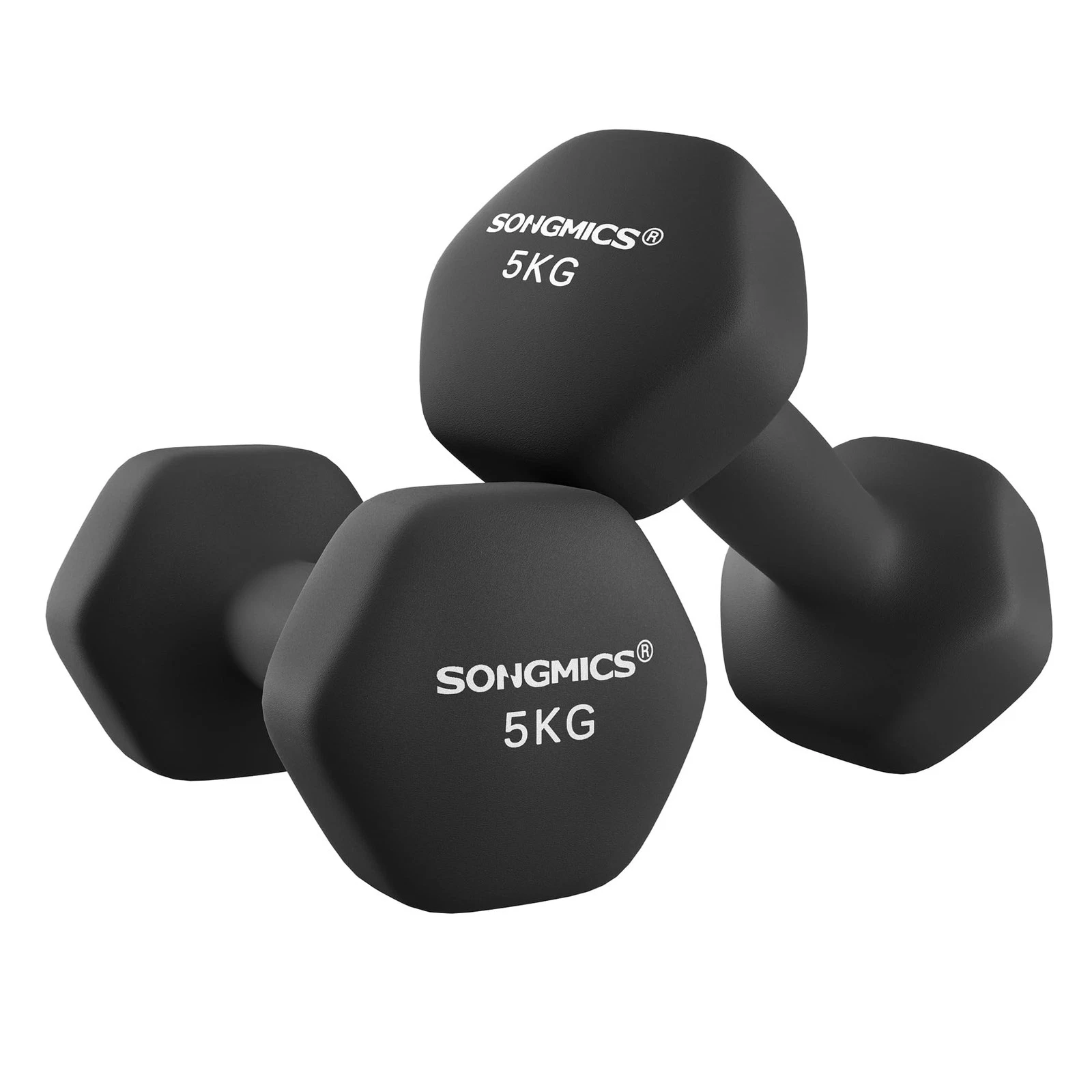 SONGMICS Set of 2 Hex Dumbbells with Neoprene Coating for Strength Training