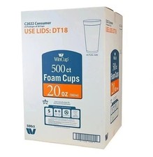 WinCup Foam Drink Cups, White 20 Ounce Capacity, 500 Count Box