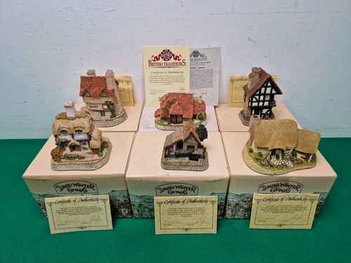 6 x David Winter Cottages Hand Painted Ornament with COA in Boxes Bundle