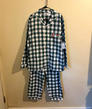 Disney women  s L 2pc Cotton Flannel Plaid Pajama Set Minnie  Donald Xmas
