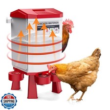 Heated Chicken Waterer, 2 Gallon Thermostatic Poultry Drinker wit