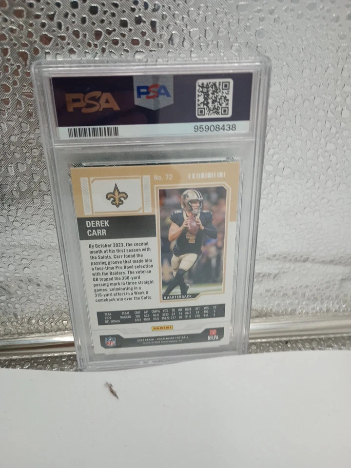 2023 contenders football Derek Carr Opening Ticket PSA 9 - Image 2 of 2