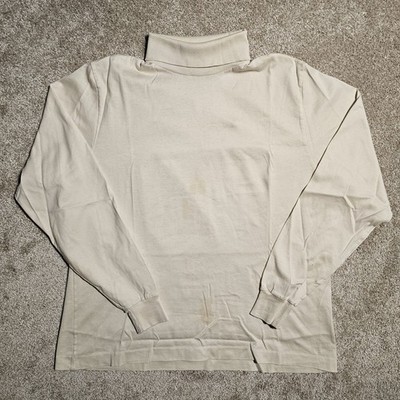 Vintage 90s Lands End Beige Turtleneck T-shirt Mens M Single Blank - Main Image