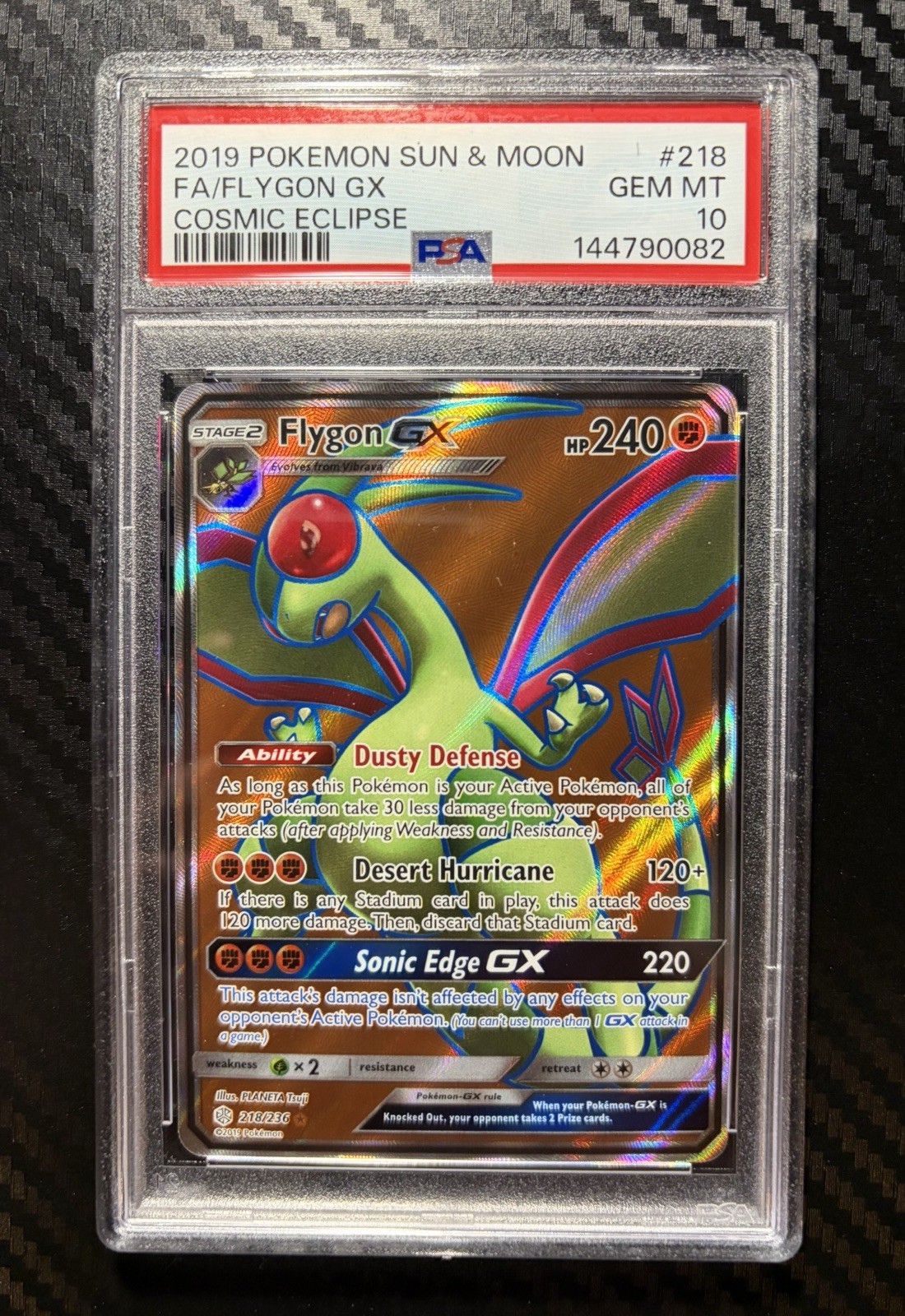 Flygon GX Full Art Holo Card 218/236 Sm-Cosmic Eclipse PSA 10