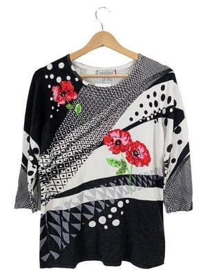 IMAGINI Damen Pullover Gr. 40x42 Mehrfarbig Modern Blumenmuster