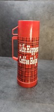 Vintage Aladdin Thermos 1 Quart Red Plaid 1970s Made In USA Decal