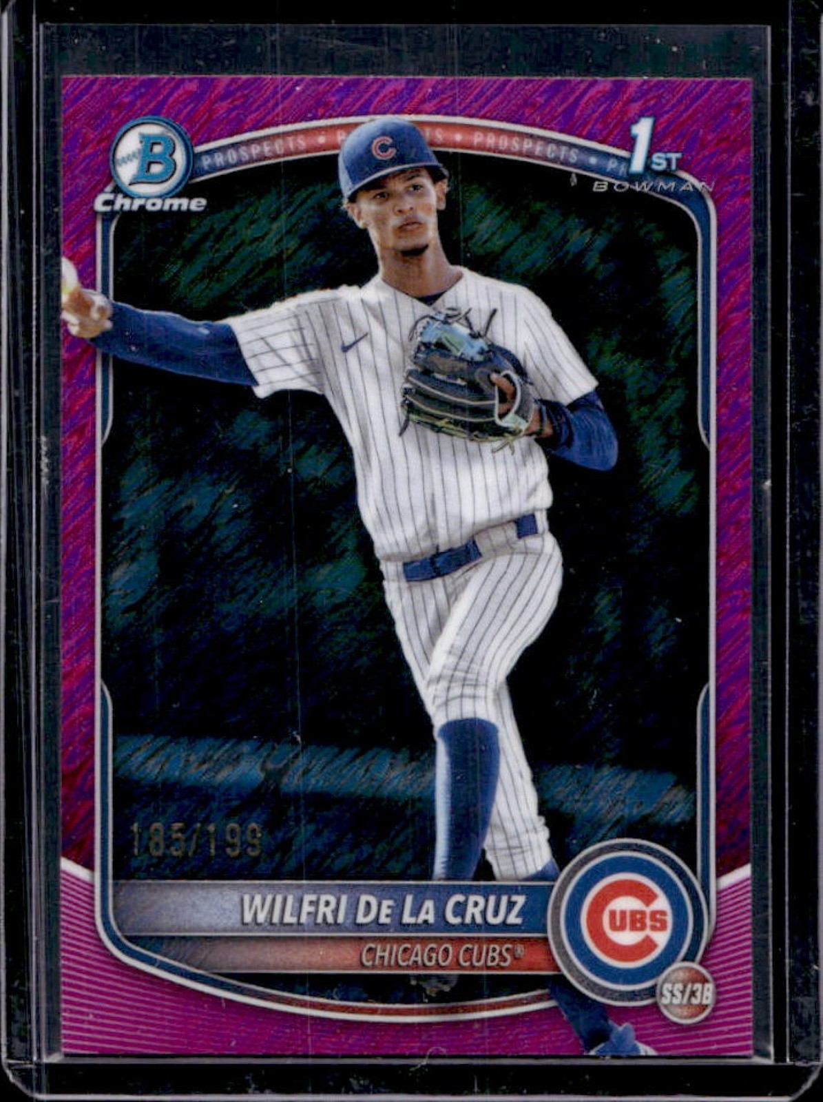 2025 Bowman Chrome Wilfri De La Cruz Purple Shimmer Refractor 1st #185/250