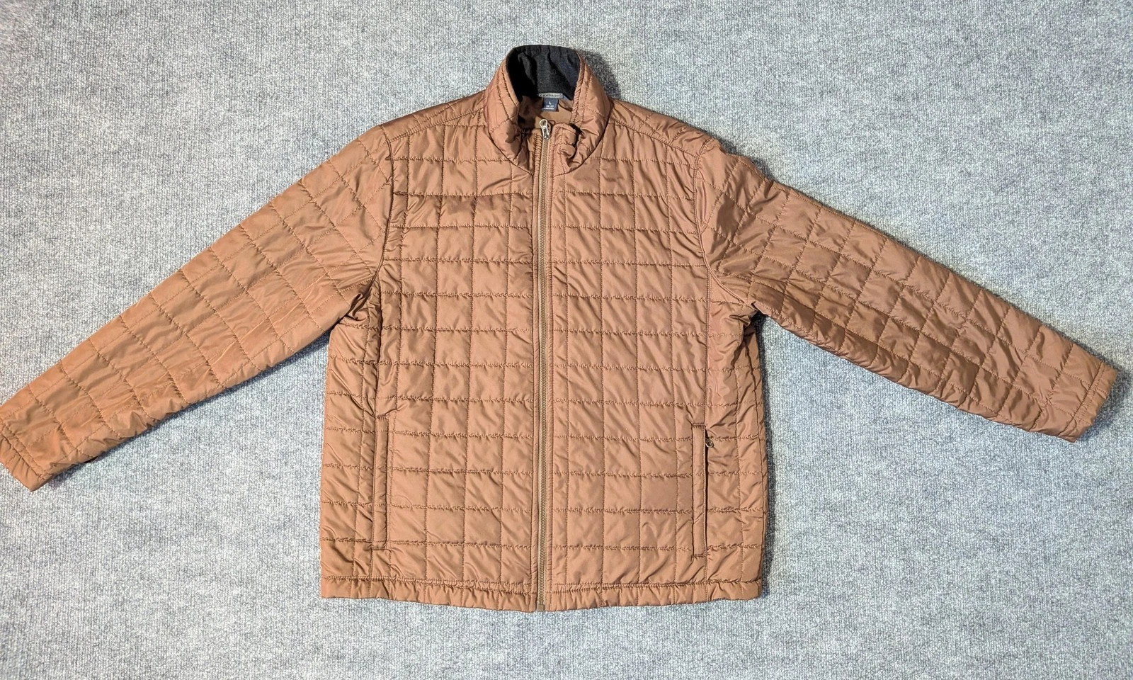 Lands' End Jacket Mens Large Brown Quilted Full Zip Removable Liner Lightweight