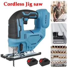 2700RPM Cordless Electric Curved Saw 750W Rechargeable Jig Saw Tool w/ 2 Battery