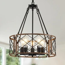 21'' Farmhouse Chandeliers for Dining Room, 5-Light Industrial Metal Hanging ...