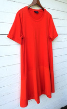ME & EM orange cotton midi dress A-line asymmetric panel hem pockets M UK 12