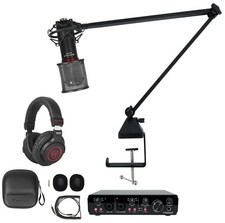 Rockville R-TRACK 2x2 1-Person Podcast Kit w/ RCM SR Microphone Boom Headphones