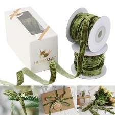 3/8" Moss Green Crushed Velvet Ribbon 10 Yards for Christmas Tree Ornaments