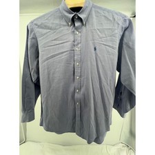 Ralph Lauren Yarmouth Button Down Shirt Blue Herringbone Mens 17 32/33