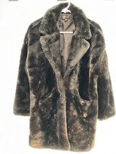 Zara Women's size Small Black Teddy TRF Collection Mob Wife Faux Fur Jacket