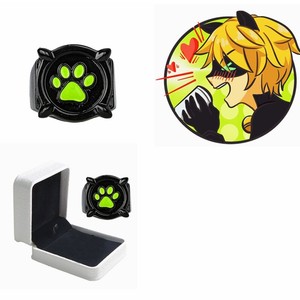 Cat Noir Ring Anime Miraculous Tales Of Ladybug Green Paw