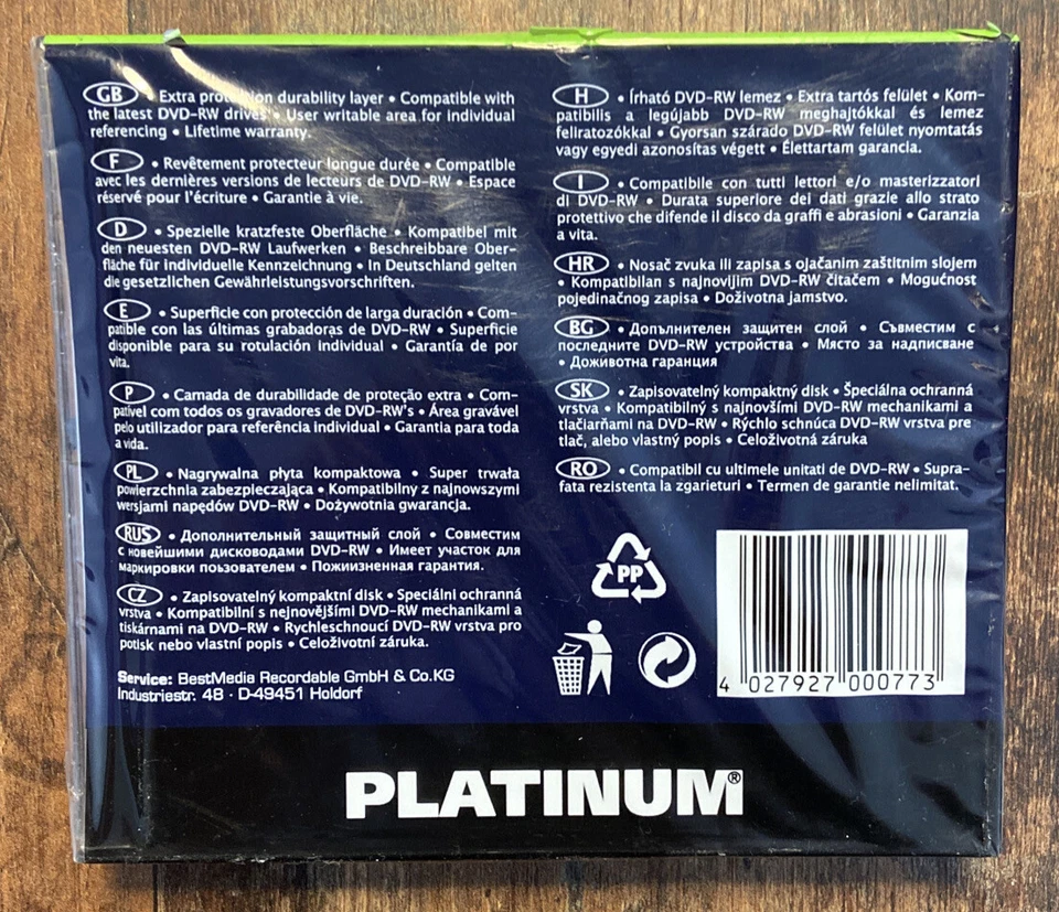 25x PLATINUM DVD-RW Slim-Case Speed 4x, 4,7 GB - Neu & Verschweißt - Bild 3 von 3