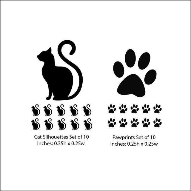 Cat and Pawprints Nail Decal Kit Vinyl Die Cut Shapes Sticker Beauty