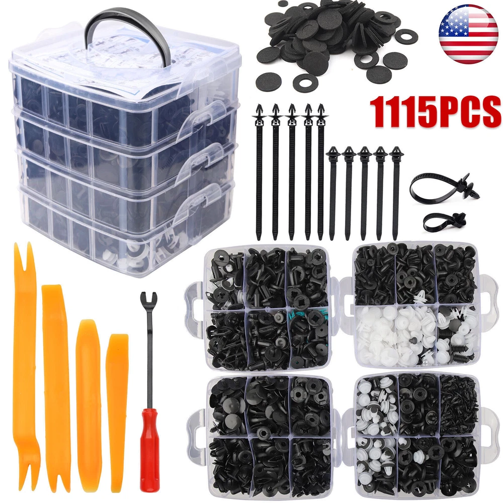 1115X Car Retainer Clips Auto Fasteners Push Trim Clips Pin Rivet Bumper Kit