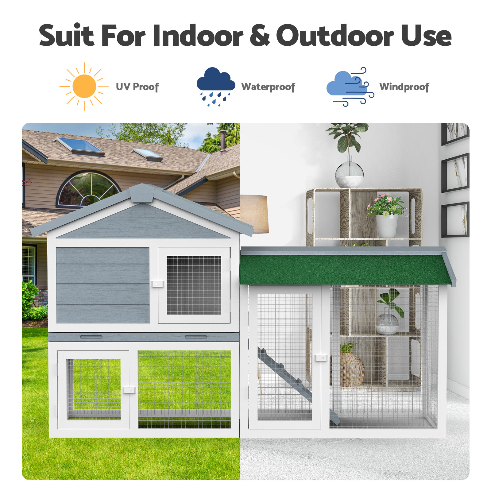 Waterproof Rabbit Hutch Chicken Coop Guinea Pig Cage Outdoor Pet Run House Large eBay