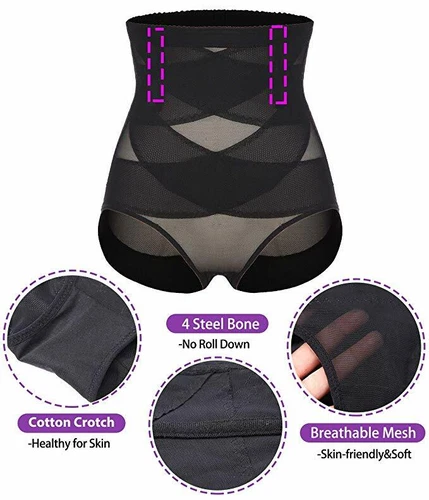 Cross Compression Women High Waist Panties Abs Shaping Briefs Belly Body Shaper - Picture 8 of 19