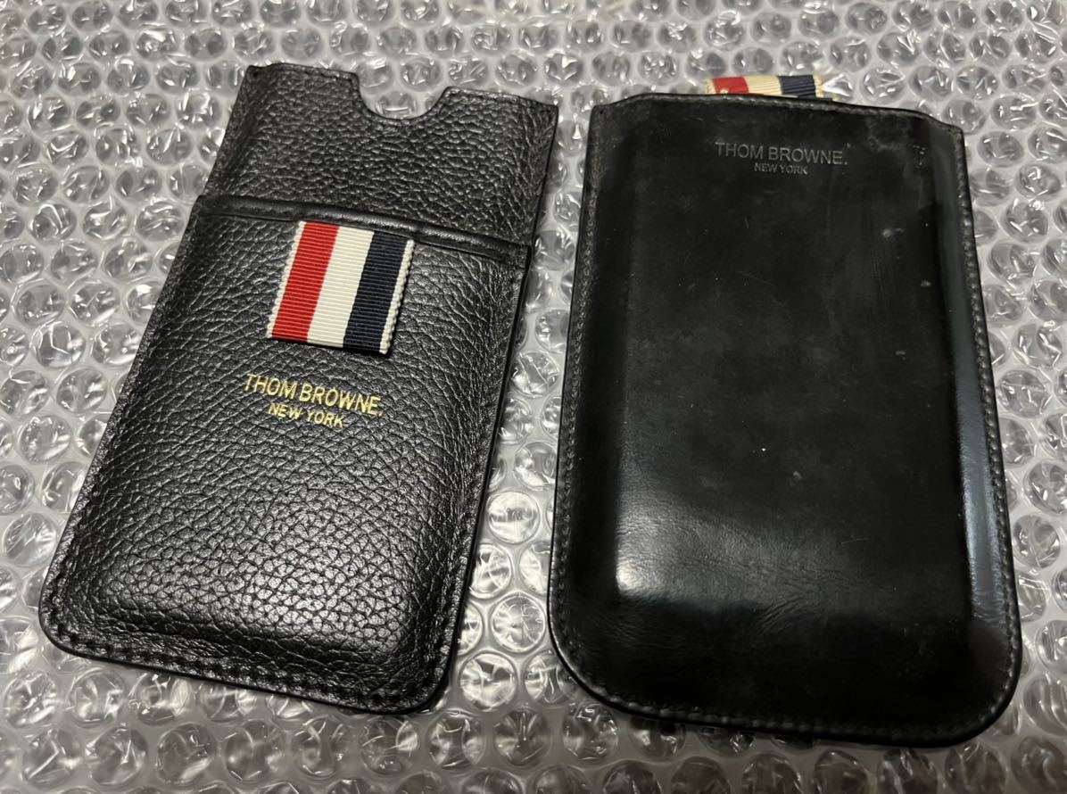 Thom Browne　ケース Thom Browne New York Tricolor Leather Case Set Of 2 Black