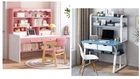 Kids Children Wooden Free Standing Study Writing Room Table Desk Shelves Drawers