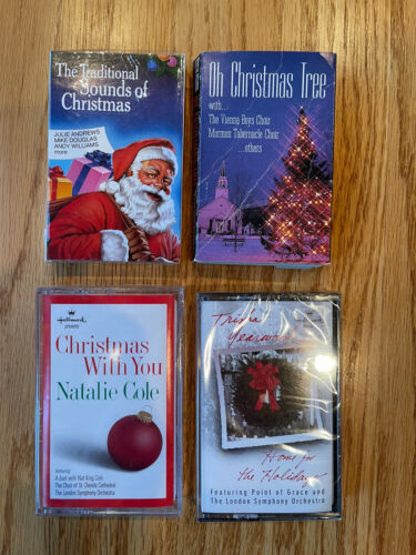 Lot of 4 Christmas Cassette Tapes 2 Hallmark (New) & 2 Sony (1 New) - Picture 1 of 2