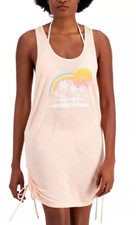 MIKEN Swim Cover Up Dress Graphic Print Tropical Peach Size XS 28 - NWT