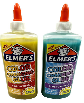 (2) Elmer's Color Changing Glue 9 oz. Yellow to Red+ Blue to Purple