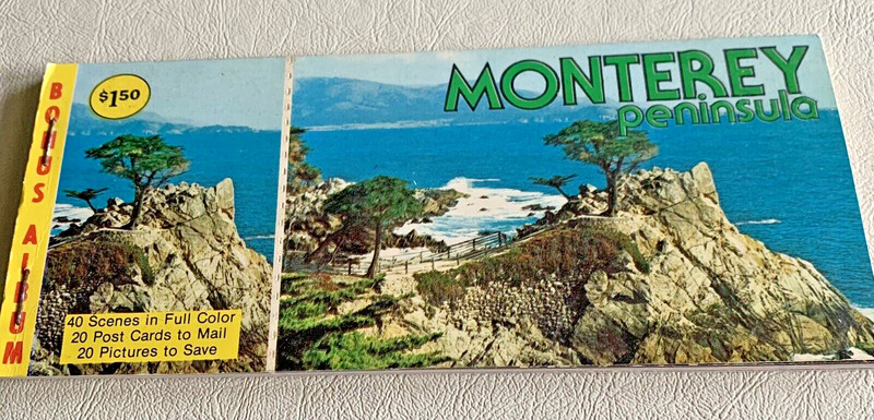 VINTAGE MONTEREY PENINSULA POST CARD BOOK.  PRE-OWNED.