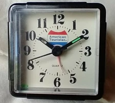 VINTAGE AMERICAN TOURISTER TRAVEL ALARM CLOCK (NOT WORKING)