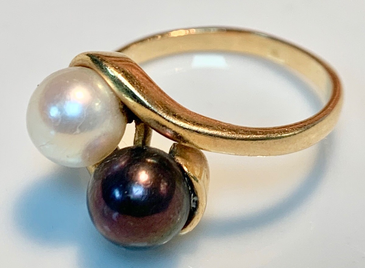 Bague Or 18 Carats Toi Et Moi - Avec Perles, 5,36 Grammes, Occasion