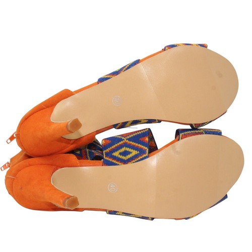 Tribal Gladiator 9,5 m blu arancione multicolore cinturino alla caviglia tacchi accento cerniera - Foto 7 di 7