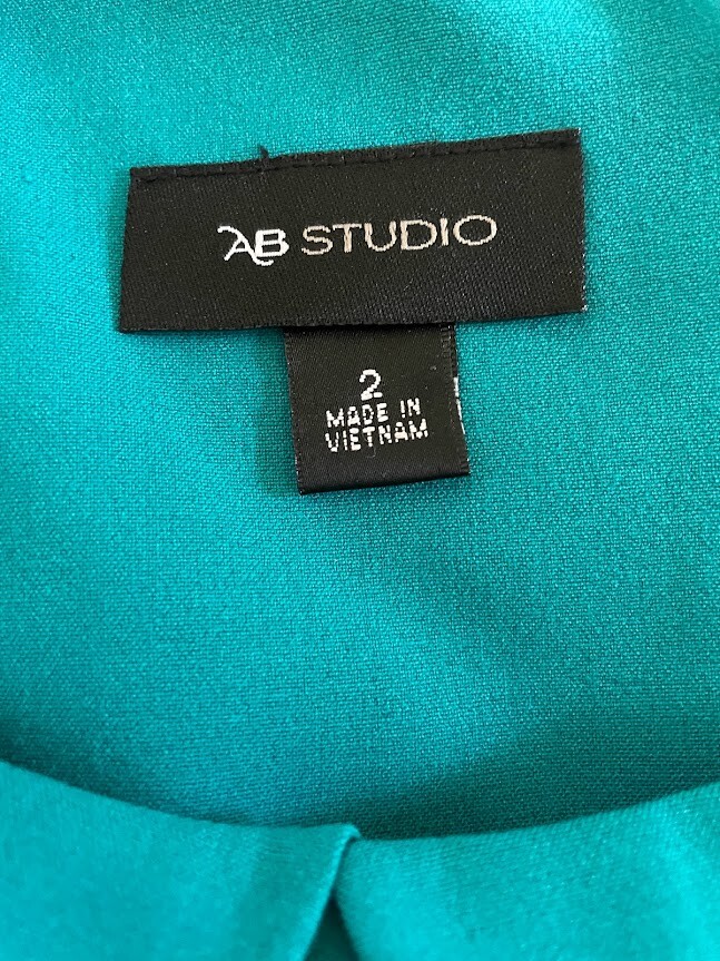 AB Studio Women's A-Line Sleeveless Teal Dress Size 2 Missing Belt