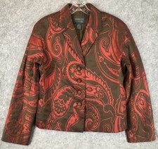 Lafayette 148 New York 4 Notched Button Up Blazer Women Sz 8 Sheen Paisley Print