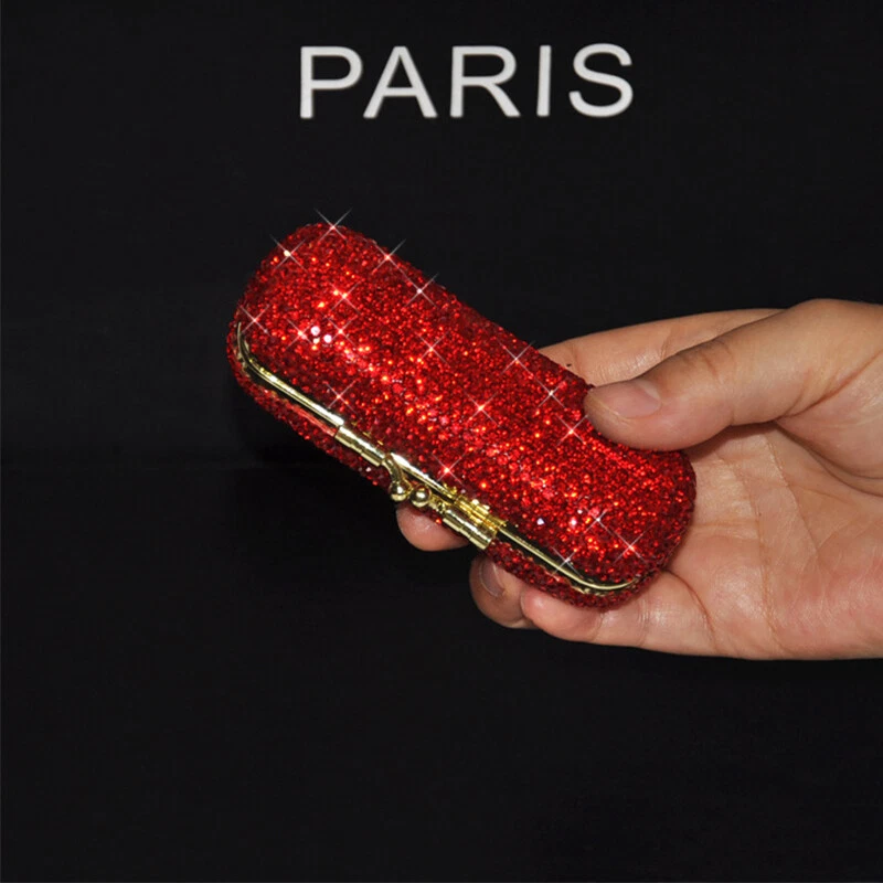 Rhinestone Lipstick Box Mini Cosmetic Bag Travel Beauty Makeup Case Lipstick - Image 4 of 4