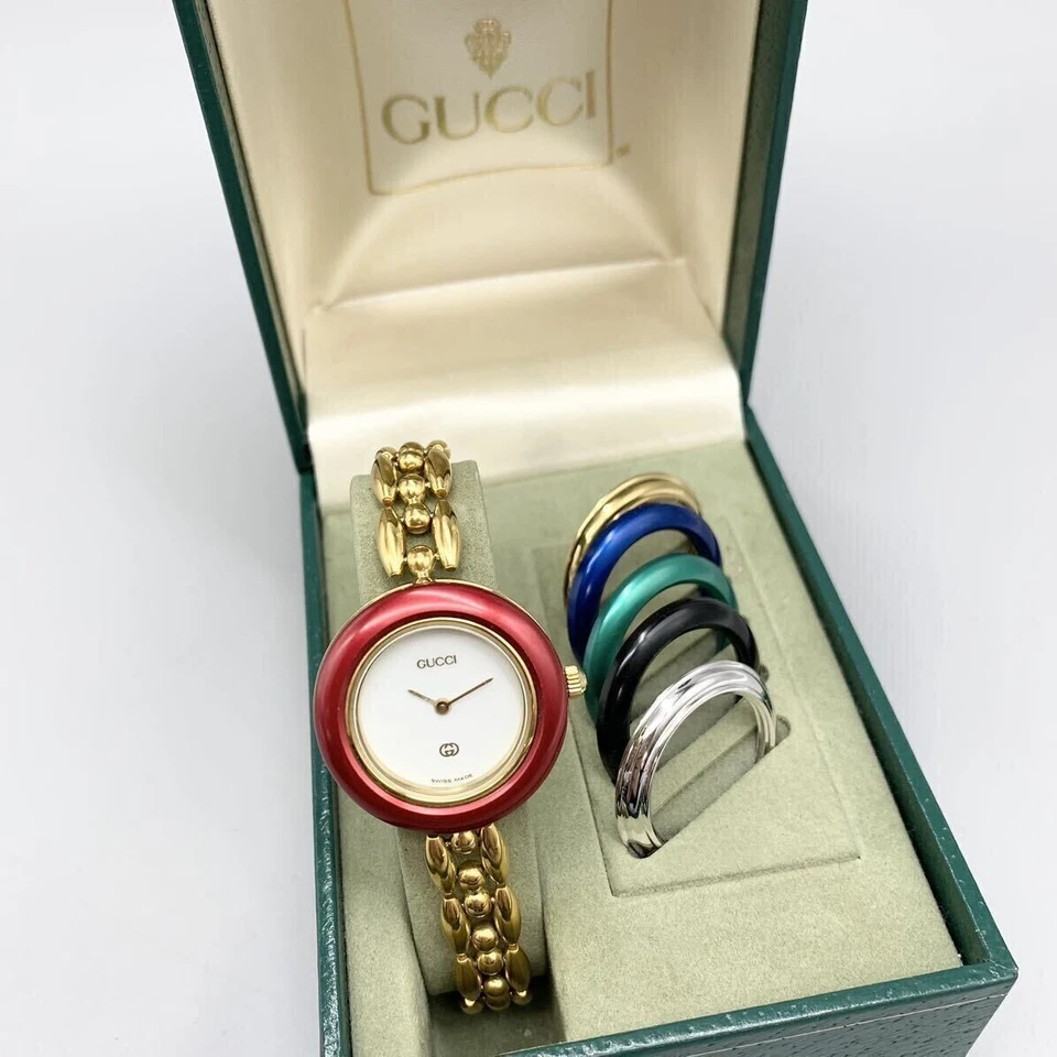 GUCCI Change Bezel Watch Quartz 6 Colors Gold Colors in Box