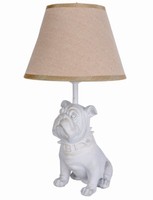 Lampe Hund Tischlampe Weiss Bulldogge Leuchte Hundefigur Lampe Nachttischlampe
