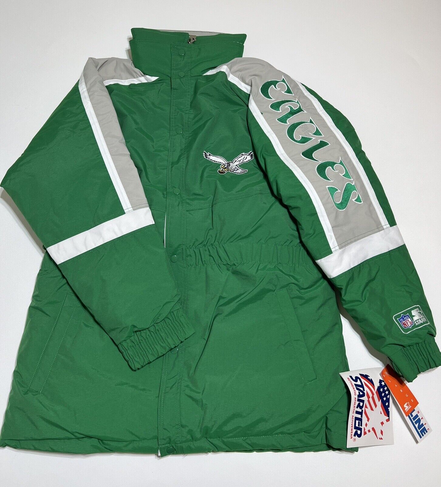 Vintage 90s Philadelphia Eagles NFL Pro Player Jacket Full Zip Kelly Green  XL