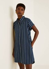 NEW MANGO (ZARA Group) Dark Blue Striped Shirt Dress Size EUR M USA 6