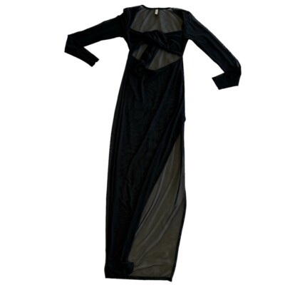 revolve mesh dress Lovewave Revolve Mesh Dress Coverup Side Slit Black Size XS