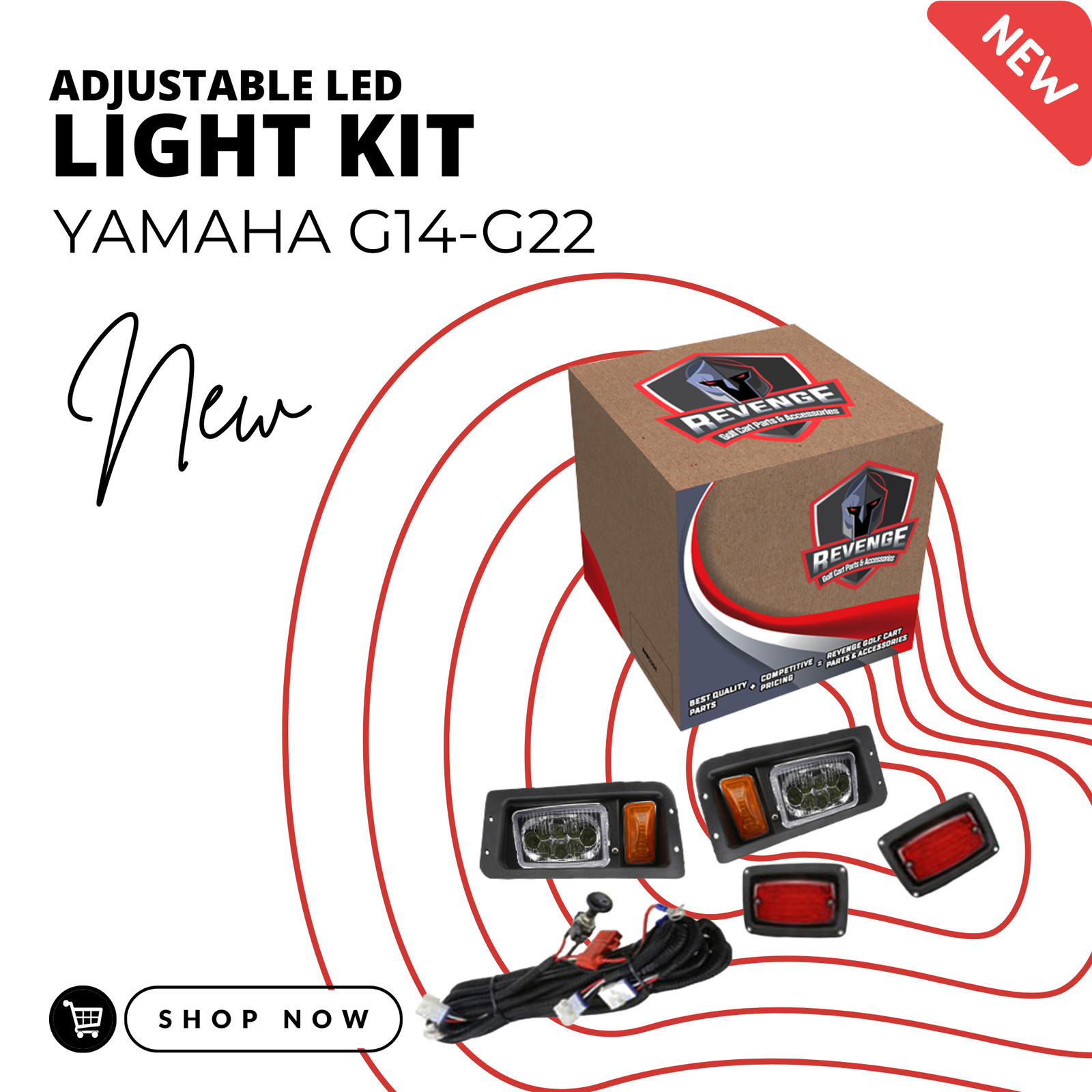 Yamaha G14-G22 LED Adjustable Golf Cart Light Kit