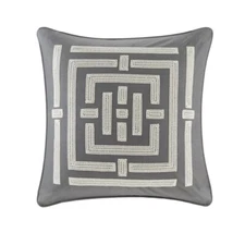 N Natori Nara Grey Embroidered Cotton 26 Inch Euro Sham NS11-3085