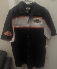 Harley-Davidson Motorcycles Button Up Mechanic Shirt Embroidered Mens Large