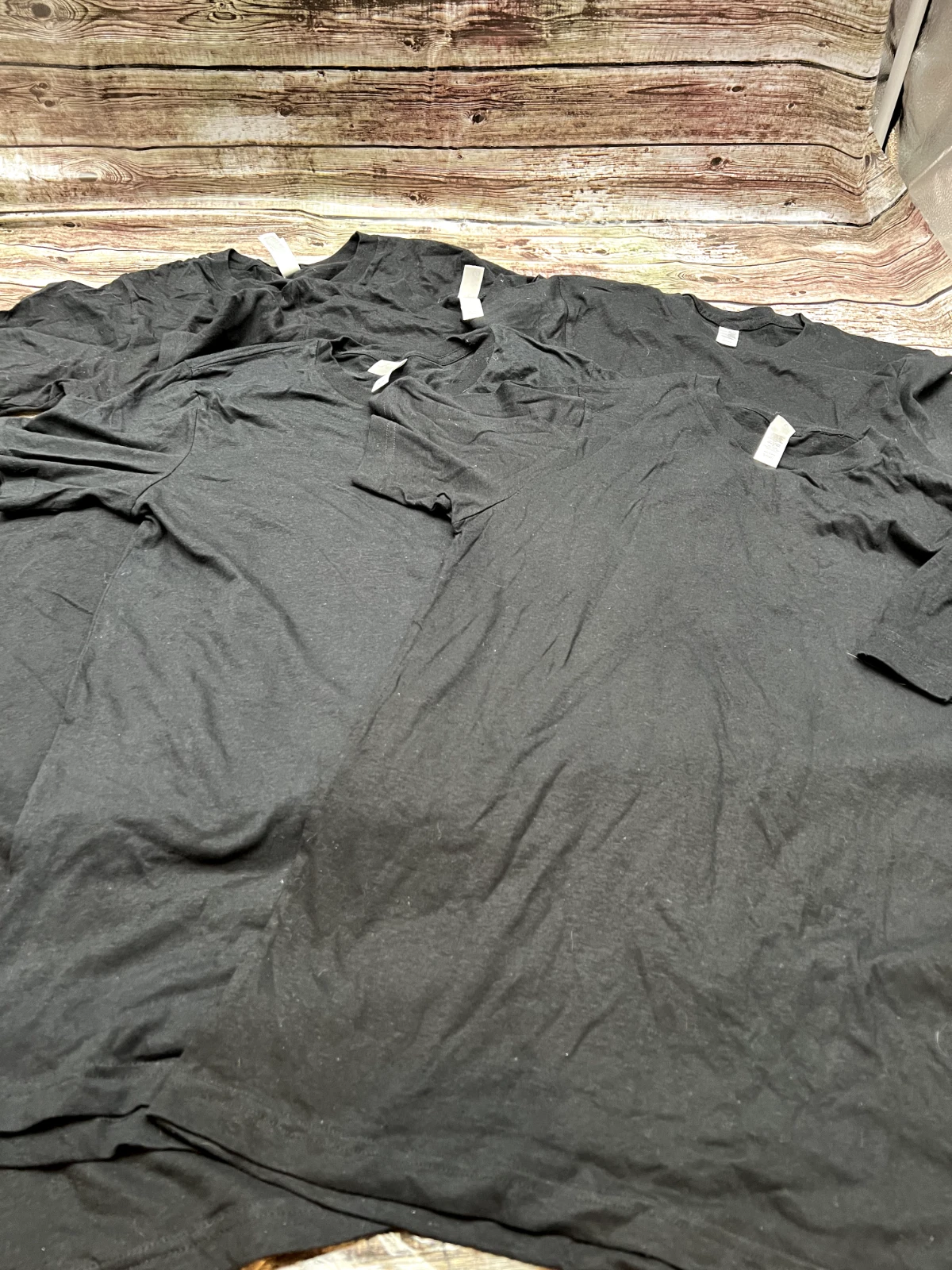 Pack of 6 Canvas Black Classic T-Shirts Plain Casual Wear Unisex Size Small Long
