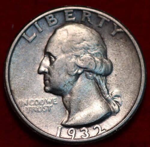 Uncirculated Nice Reverse Tone 1932 Philadelphia Mint Silver Washington Quarter - Picture 1 of 2